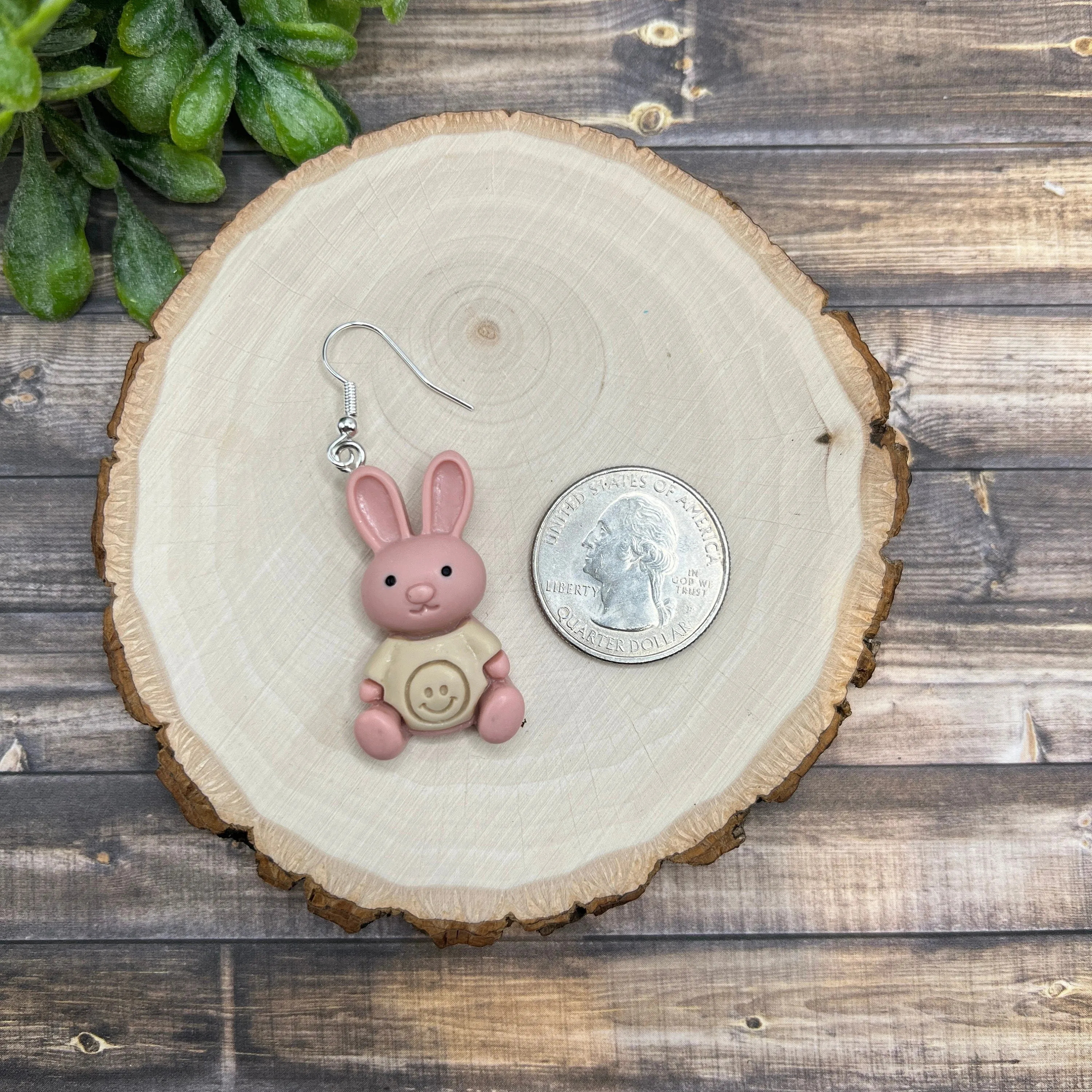 Spring Bunny Rabbit Animal Earrings Pink Hypoallergenic  Easter - Clearance - Animal