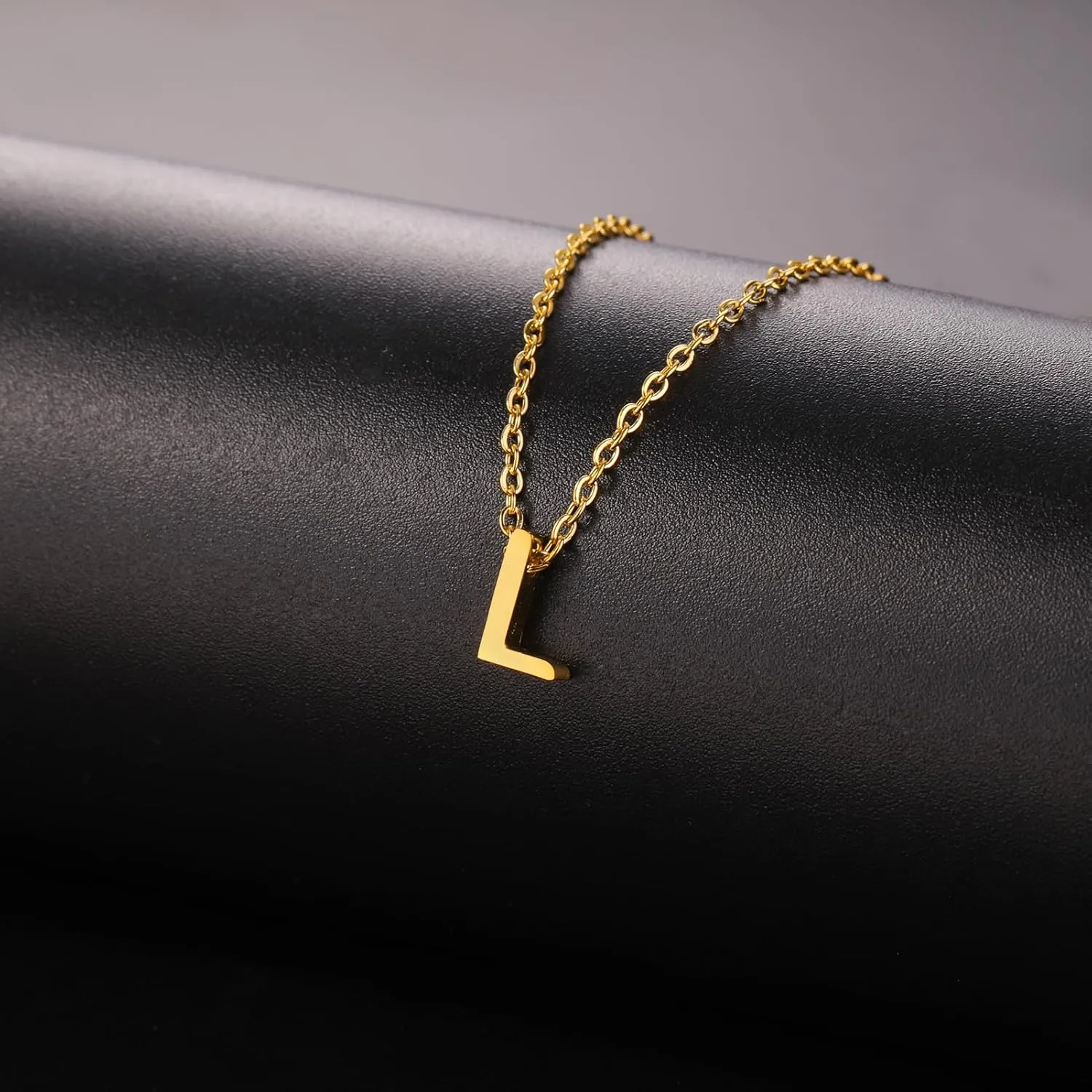 Stainless Steel Minimalist Alphabet Letter M Initial Pendant Necklace, Personalized Jewelry