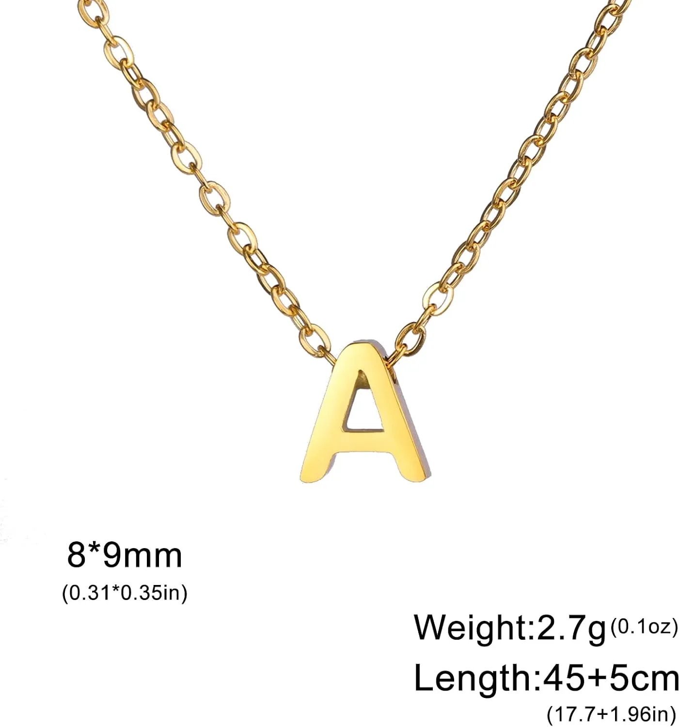 Stainless Steel Minimalist Alphabet Letter M Initial Pendant Necklace, Personalized Jewelry