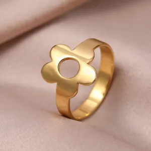 Stainless Steel Rings Simple Cute Cartoon Little Flowers Kids Children Gift Fashion Ring For Women Jewelry Wedding Best Friend