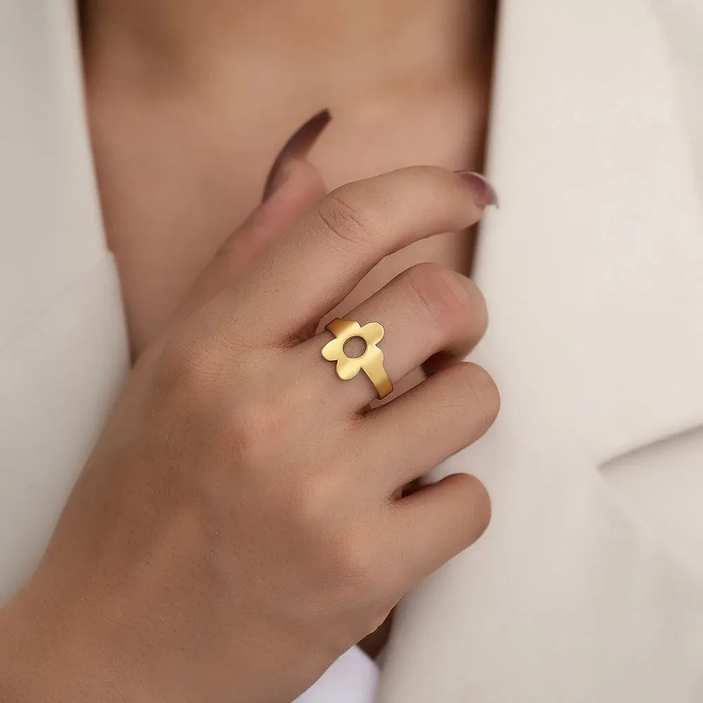 Stainless Steel Rings Simple Cute Cartoon Little Flowers Kids Children Gift Fashion Ring For Women Jewelry Wedding Best Friend