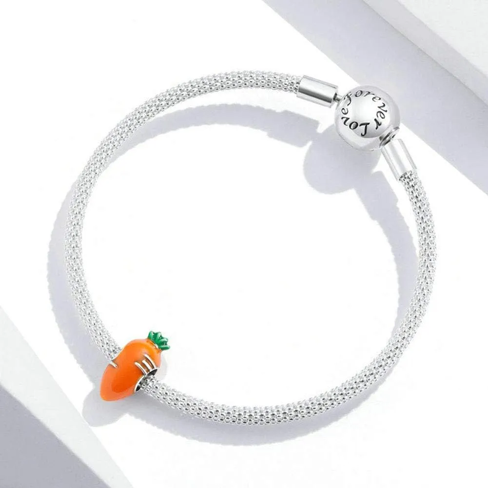 Strawberry Charm 925 Sterling Silver Carrot Charm Durian Charm Banana Charm Lemon Charm Fruit Charm for Pandora Charm Bracelet
