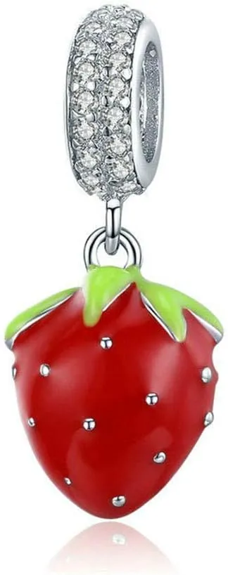 Strawberry Charm 925 Sterling Silver Carrot Charm Durian Charm Banana Charm Lemon Charm Fruit Charm for Pandora Charm Bracelet