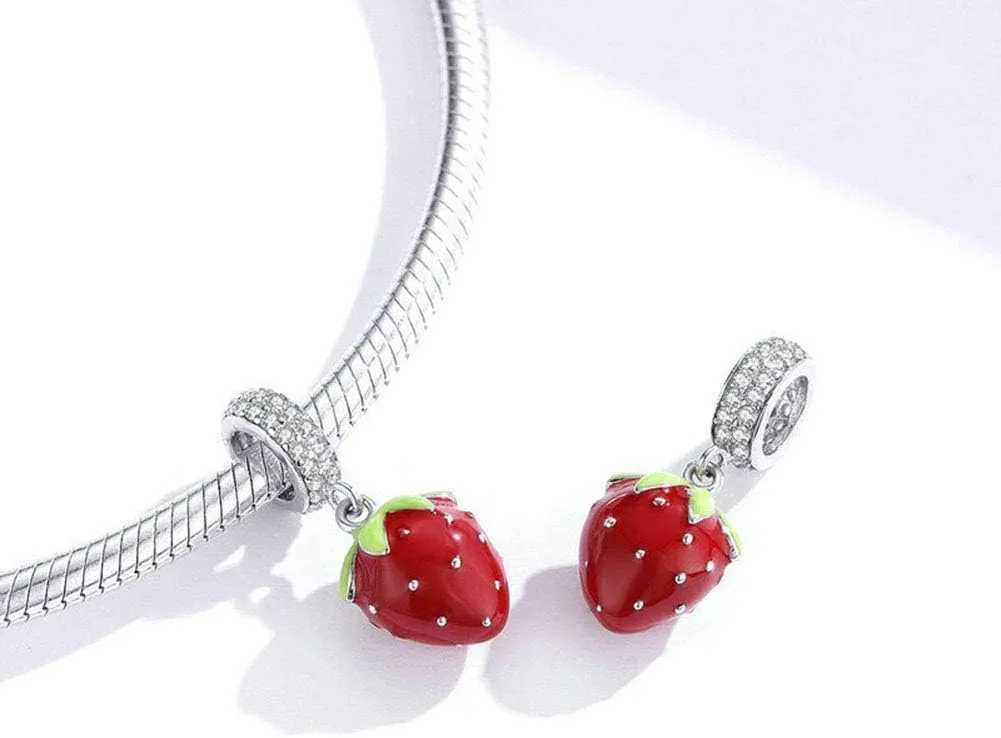 Strawberry Charm 925 Sterling Silver Carrot Charm Durian Charm Banana Charm Lemon Charm Fruit Charm for Pandora Charm Bracelet