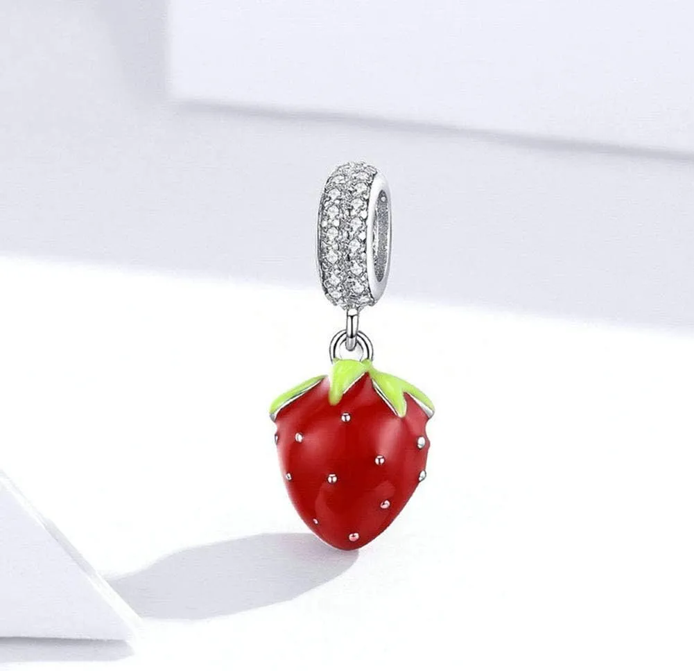 Strawberry Charm 925 Sterling Silver Carrot Charm Durian Charm Banana Charm Lemon Charm Fruit Charm for Pandora Charm Bracelet