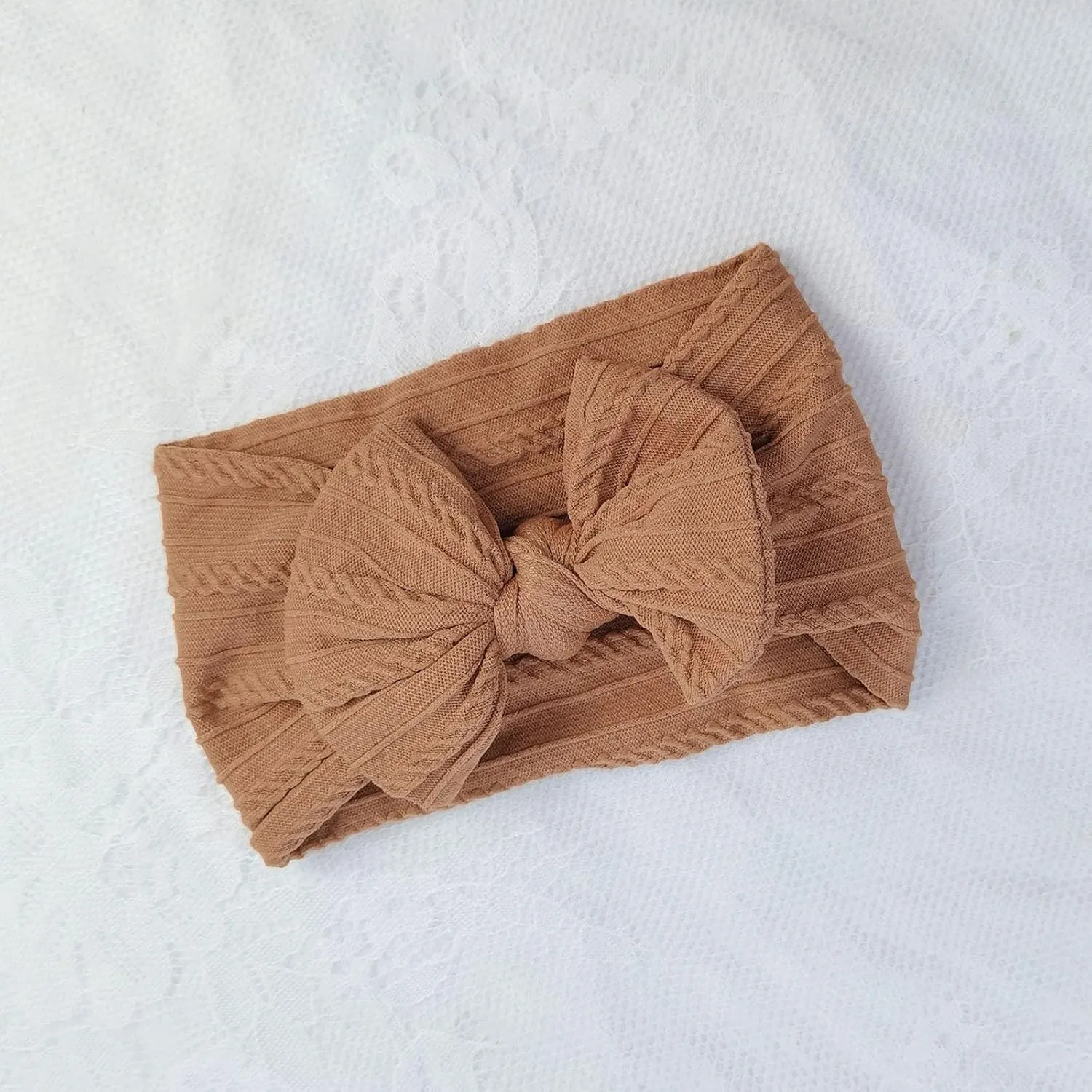 Stretchy Nylon Headband With Bows, Soft Handmade Headbands With Double Bows Head Wrap Nylon Hair Accessories, (AB)