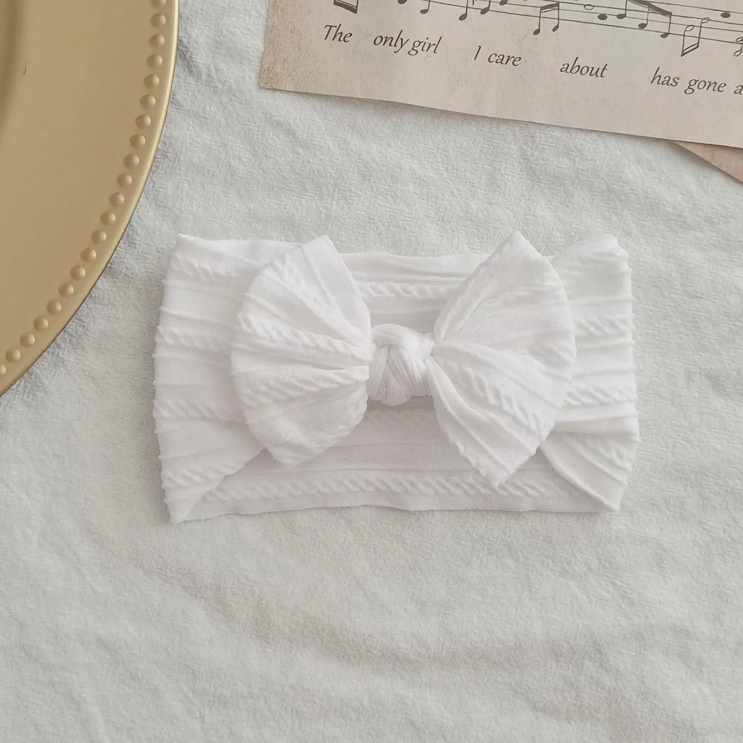 Stretchy Nylon Headband With Bows, Soft Handmade Headbands With Double Bows Head Wrap Nylon Hair Accessories, (G)
