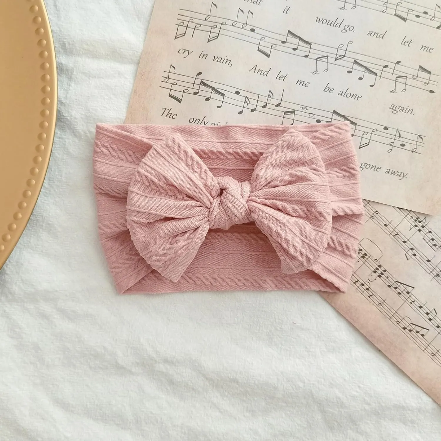 Stretchy Nylon Headband With Bows, Soft Handmade Headbands With Double Bows Head Wrap Nylon Hair Accessories, (M)