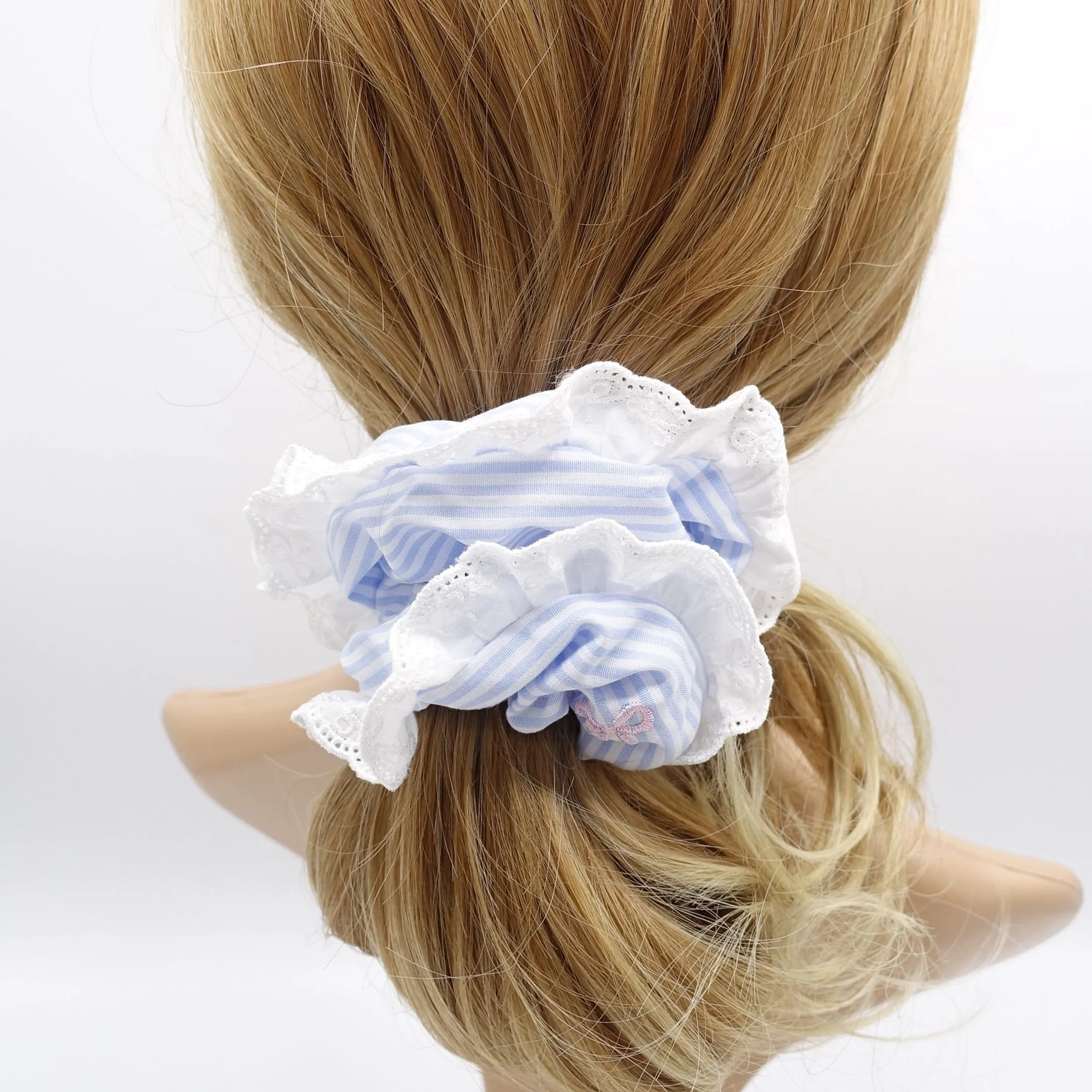 stripe scrunchies, cotton scrunchies, lace scrunchies for women