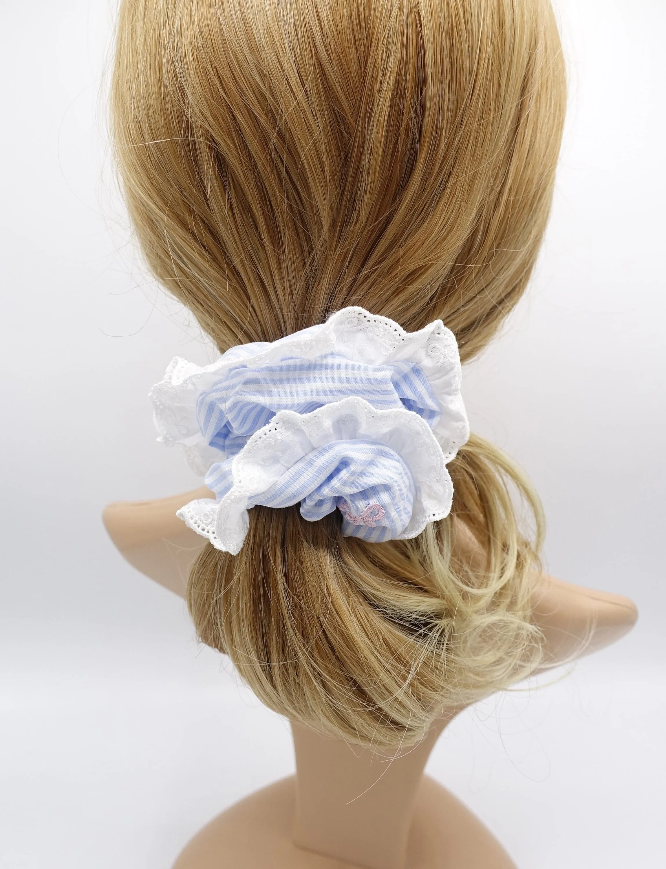 stripe scrunchies, cotton scrunchies, lace scrunchies for women