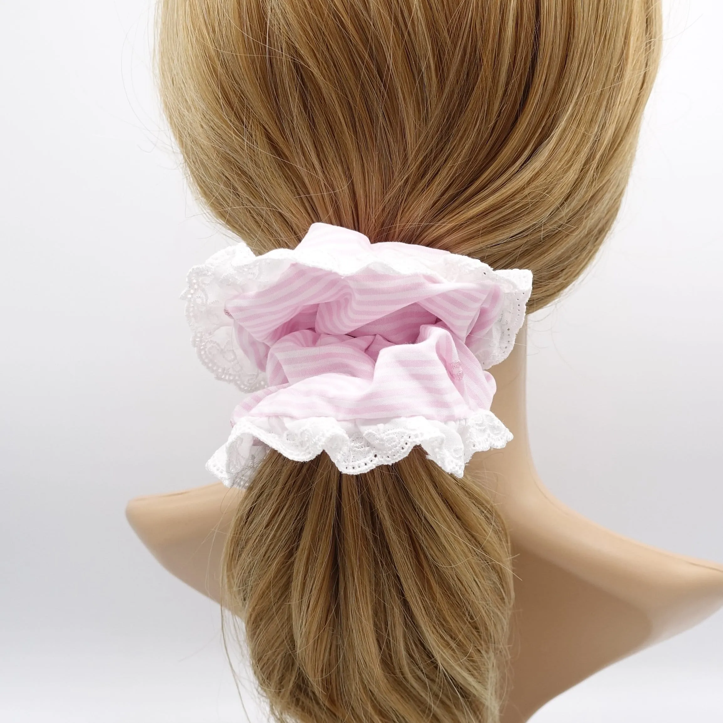 stripe scrunchies, cotton scrunchies, lace scrunchies for women