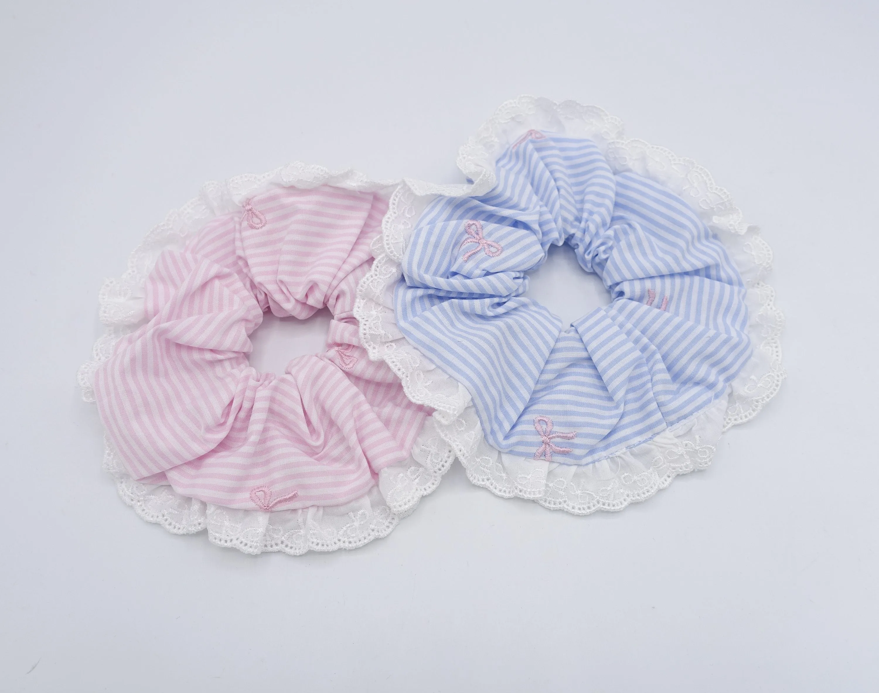 stripe scrunchies, cotton scrunchies, lace scrunchies for women