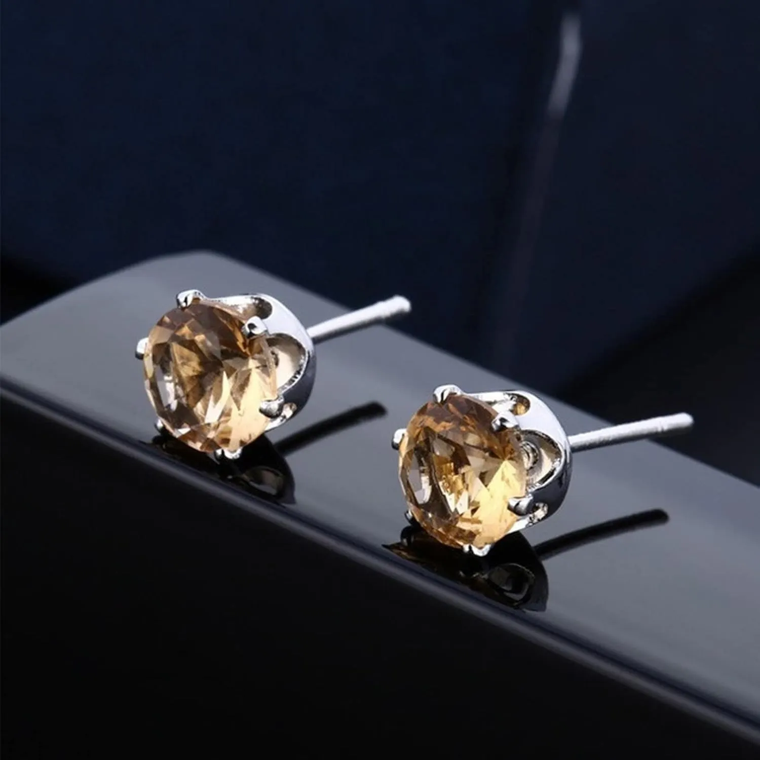 Stud Earrings, Cubic Zirconia Earrings Studs Copper White Flower Shape 6 Claws Solid Zircon Mother's Day Gifts