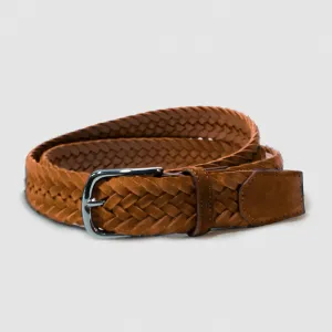 Suede Braded Belt  Brown