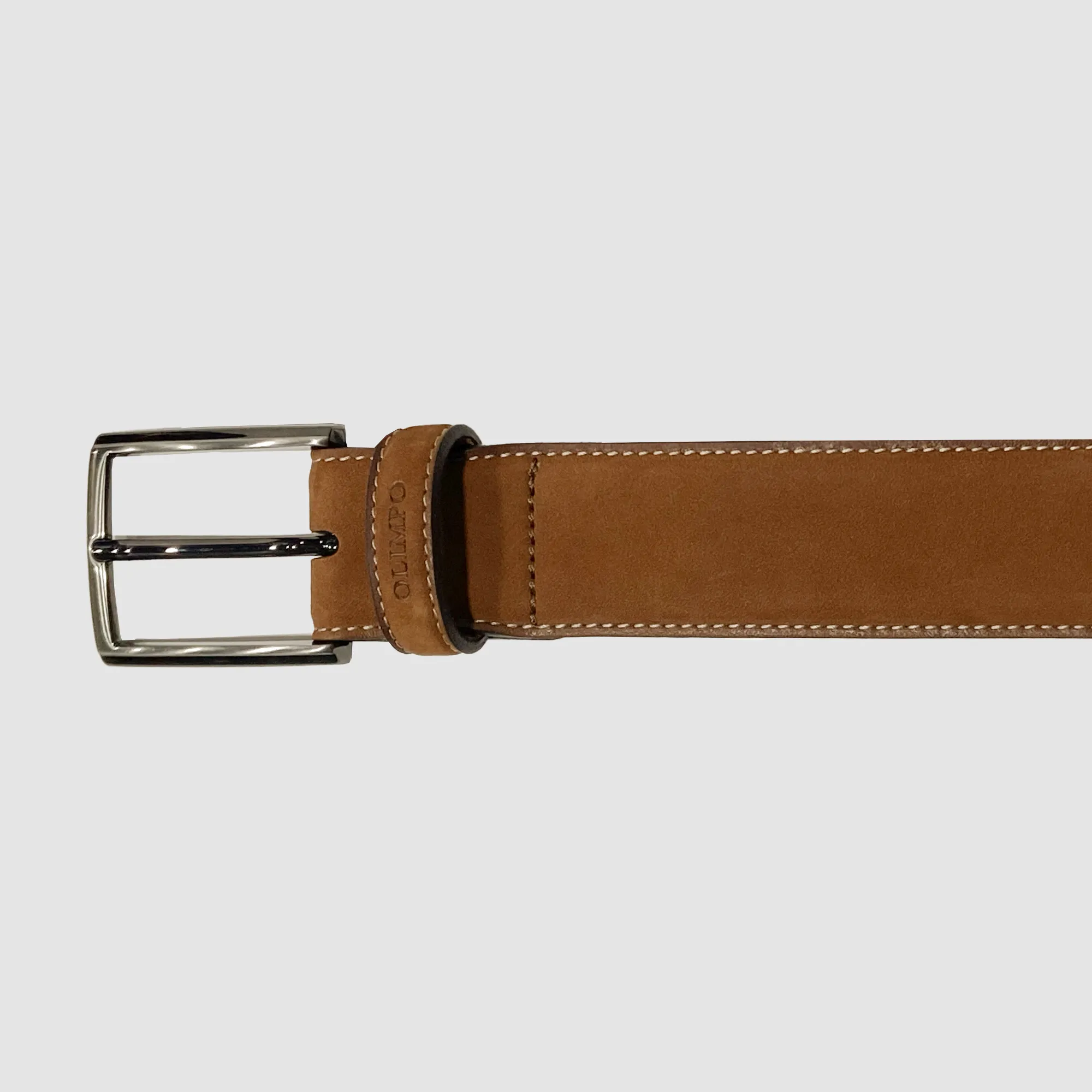 Suede Stitched Belt Light Brown