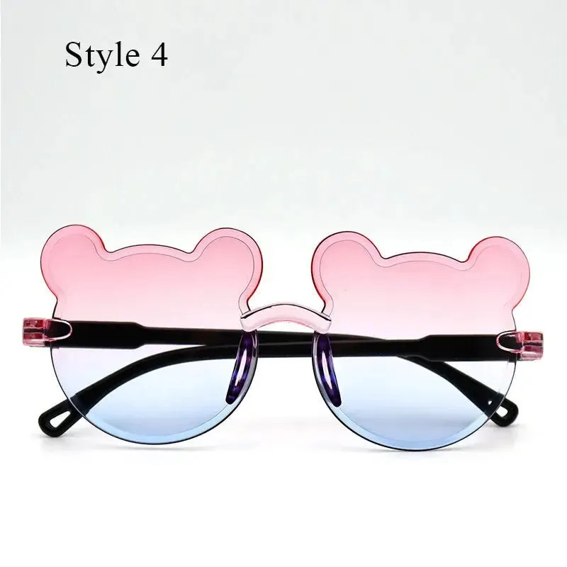 Summer Girl Boys Cute Kids Rimless Sunglasses 2023 Cartoon Bear Gradual Children Baby Outdoor Sun Glasses Lunette Soleil Enfant