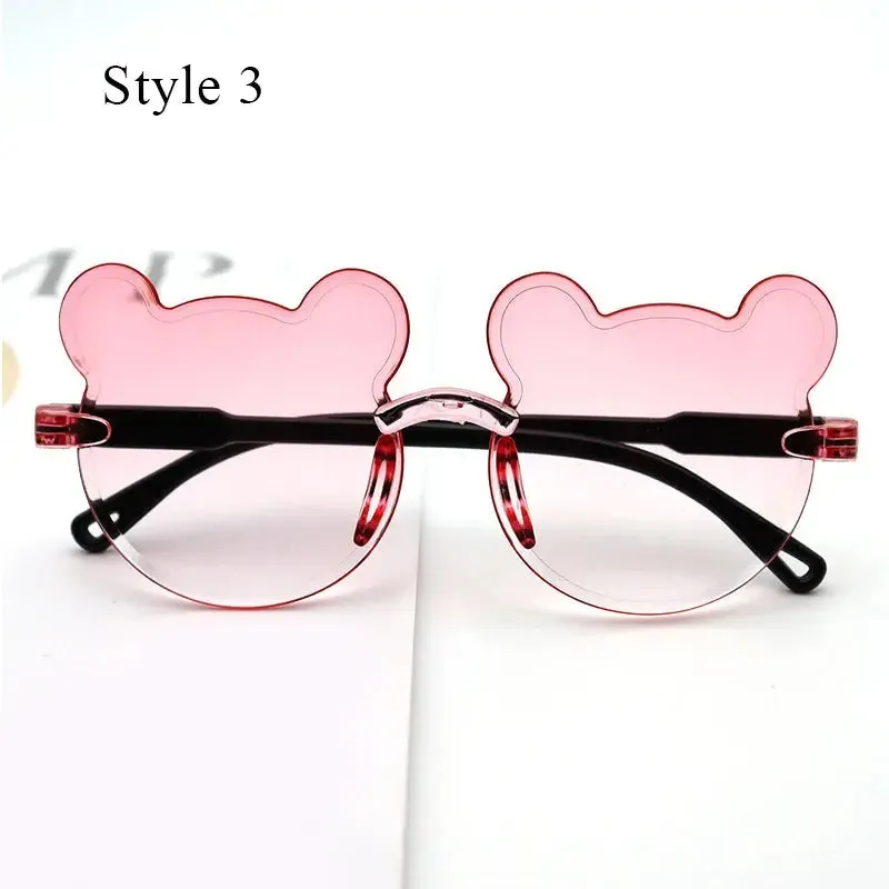 Summer Girl Boys Cute Kids Rimless Sunglasses 2023 Cartoon Bear Gradual Children Baby Outdoor Sun Glasses Lunette Soleil Enfant