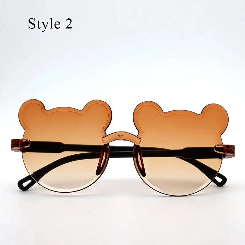 Summer Girl Boys Cute Kids Rimless Sunglasses 2023 Cartoon Bear Gradual Children Baby Outdoor Sun Glasses Lunette Soleil Enfant