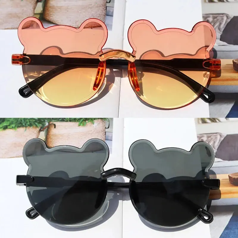 Summer Girl Boys Cute Kids Rimless Sunglasses 2023 Cartoon Bear Gradual Children Baby Outdoor Sun Glasses Lunette Soleil Enfant