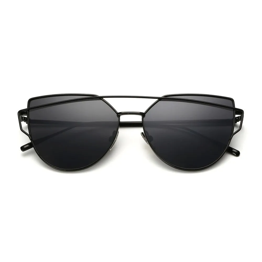 Sunglasses Women Newest Metal Nose Pad Cat Eye Sun Glasses Brand Designer Green Plating UV400
