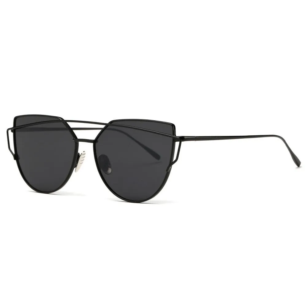 Sunglasses Women Newest Metal Nose Pad Cat Eye Sun Glasses Brand Designer Green Plating UV400