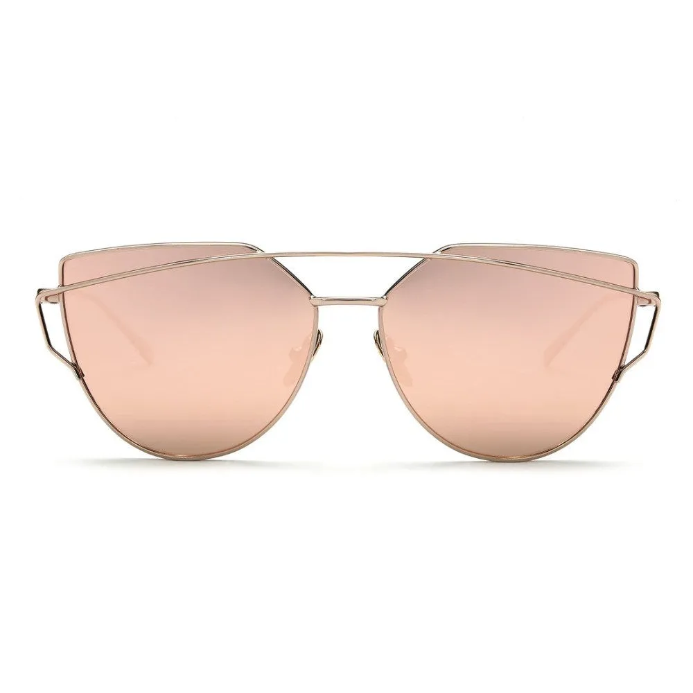 Sunglasses Women Newest Metal Nose Pad Cat Eye Sun Glasses Brand Designer Green Plating UV400
