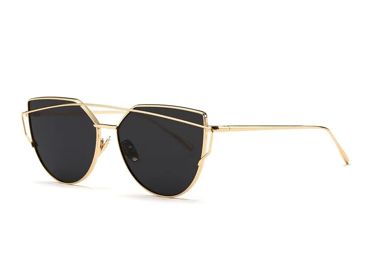 Sunglasses Women Newest Metal Nose Pad Cat Eye Sun Glasses Brand Designer Green Plating UV400