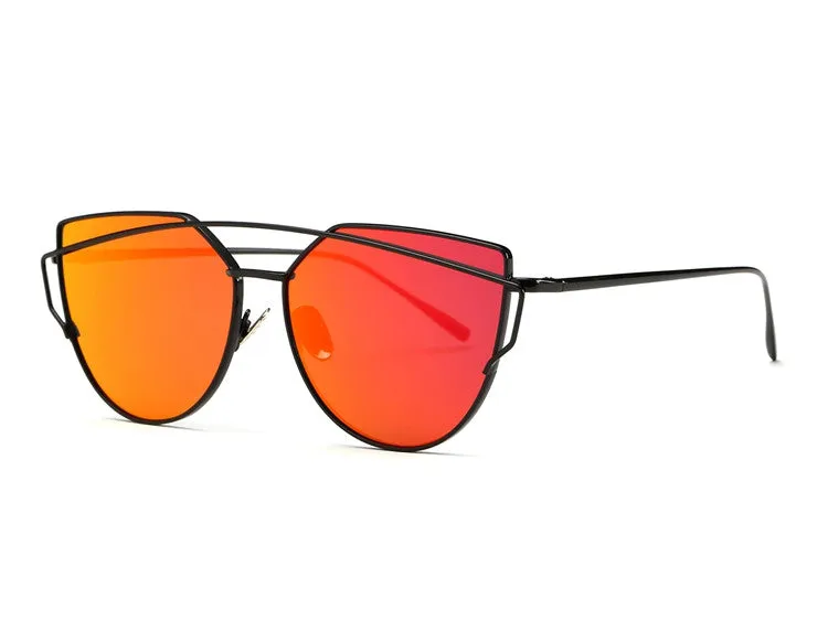 Sunglasses Women Newest Metal Nose Pad Cat Eye Sun Glasses Brand Designer Green Plating UV400