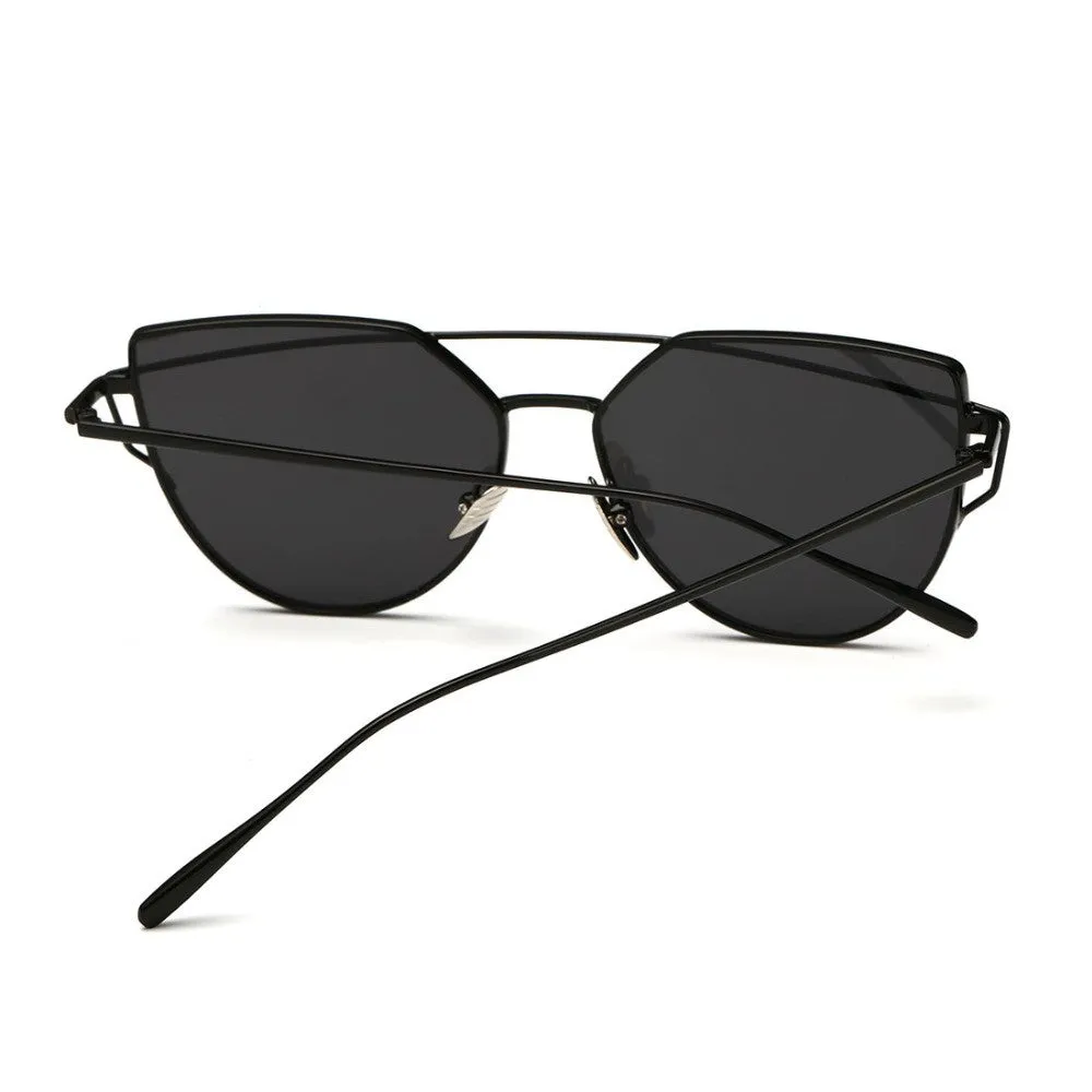 Sunglasses Women Newest Metal Nose Pad Cat Eye Sun Glasses Brand Designer Green Plating UV400