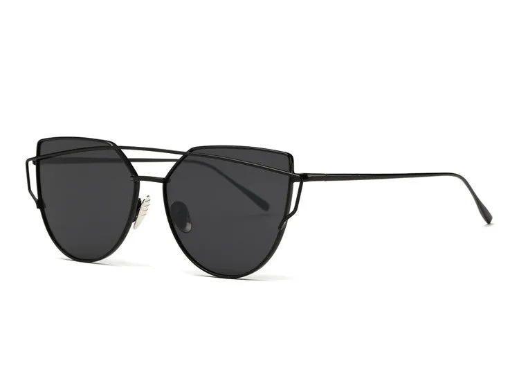 Sunglasses Women Newest Metal Nose Pad Cat Eye Sun Glasses Brand Designer Green Plating UV400