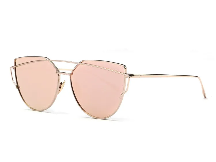 Sunglasses Women Newest Metal Nose Pad Cat Eye Sun Glasses Brand Designer Green Plating UV400