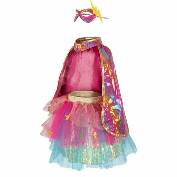Super-Duper Tutu/Cape/Mask, Pink/Gold, Size 4-6