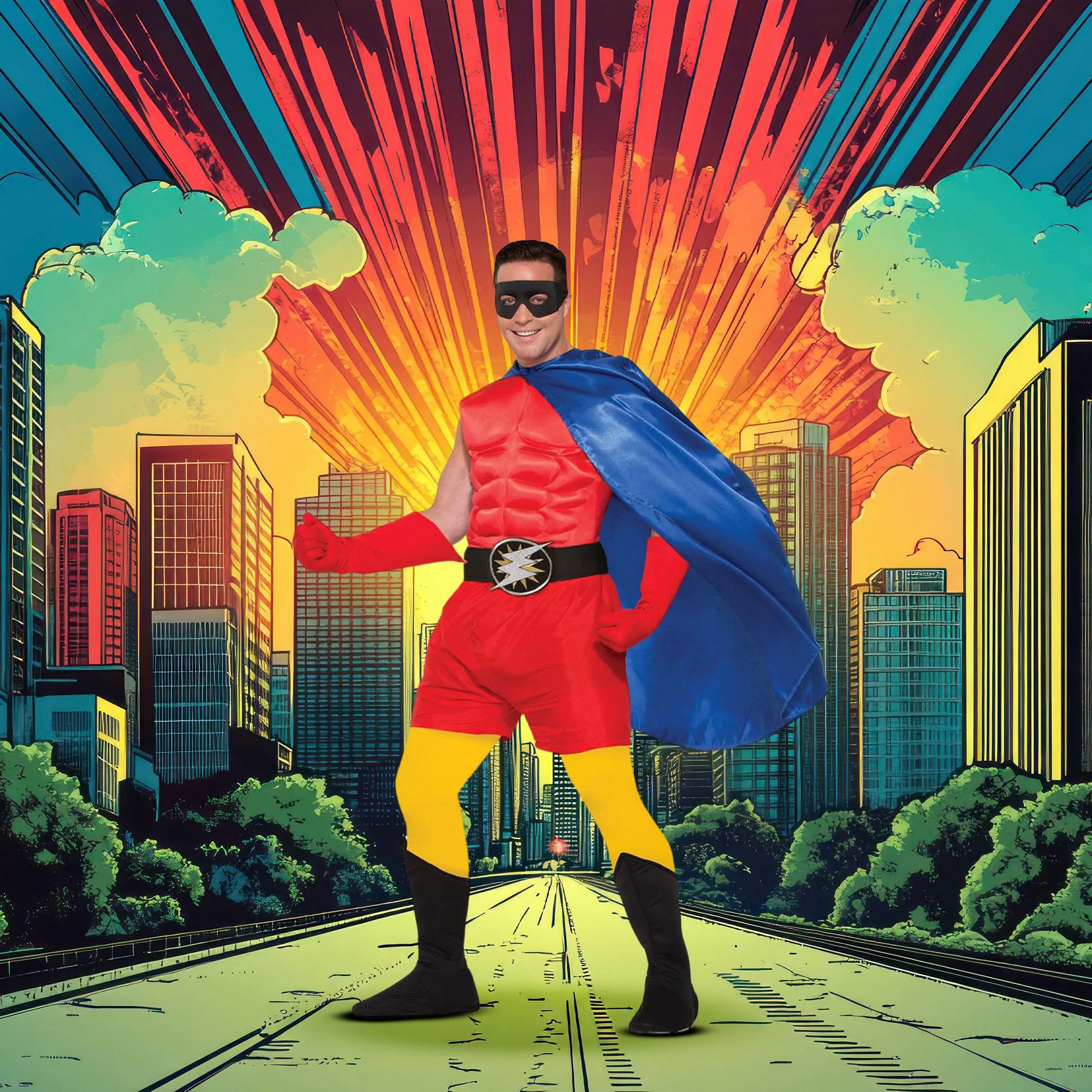 Superhero Blue Costume Cape Adult