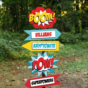 Superhero Boy Party Directional Signage | Superhero Party Decorations