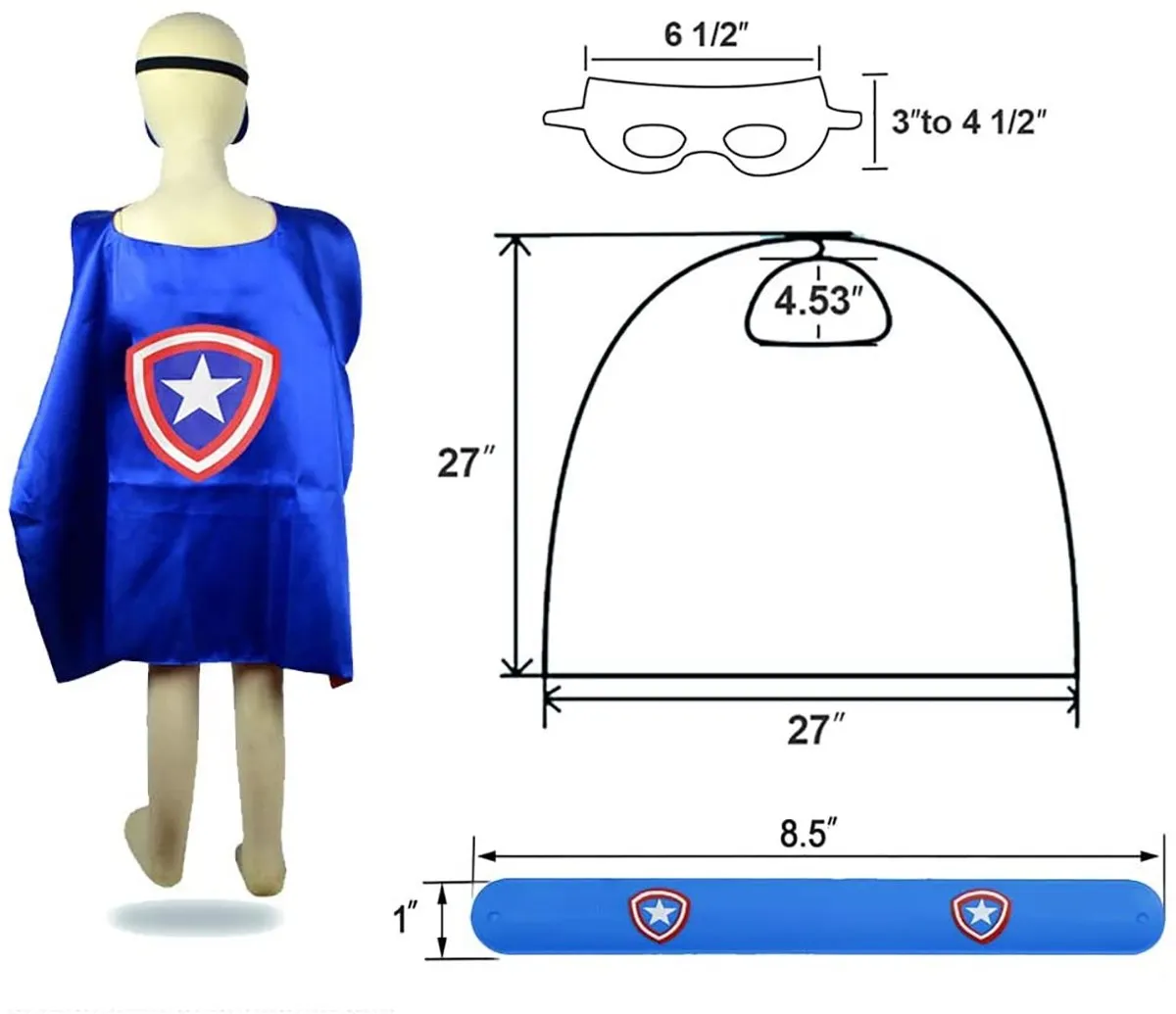 Superhero Capes for Birthday Return Gift with Matching Slap Bracelet and Eye mask- Boys set of 5