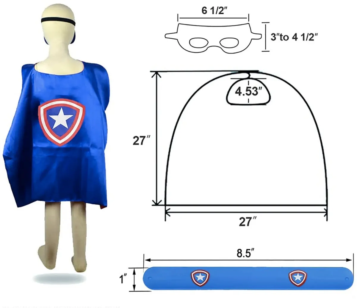 Superhero Capes for Birthday Return Gift with Matching Slap Bracelet and Eyemask- Girls set of 4