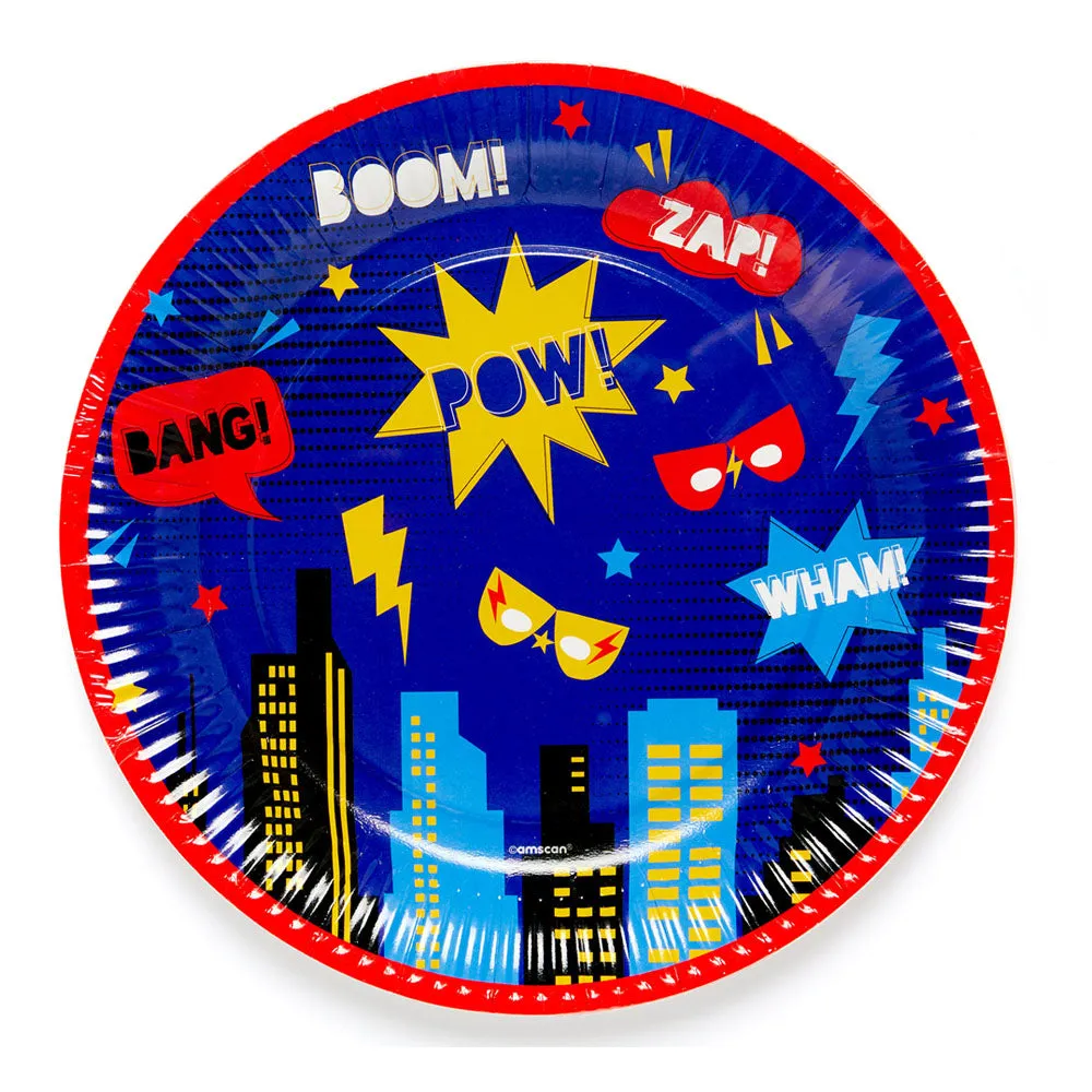 Superhero Paper Dinner Plates - Pack of 8 - 23cm