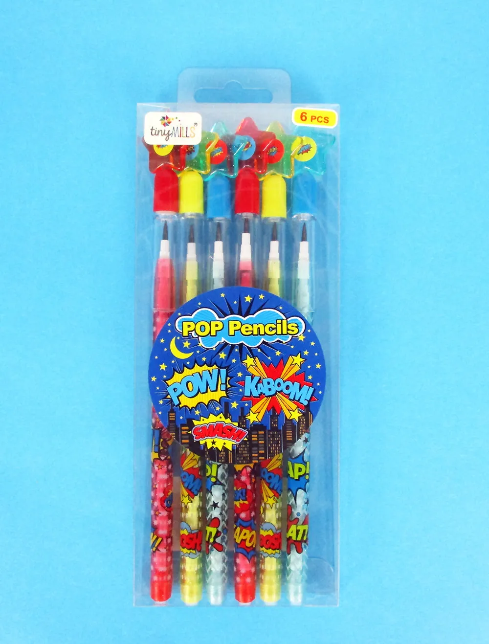 Superhero Stackable Point Pencils - Set of 6