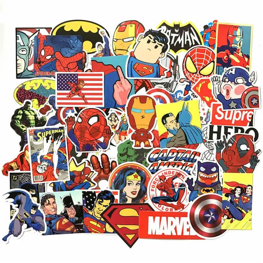 Superhero Stickers - Set of 50