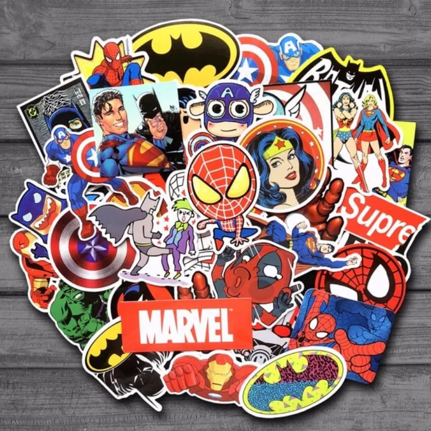 Superhero Stickers - Set of 50