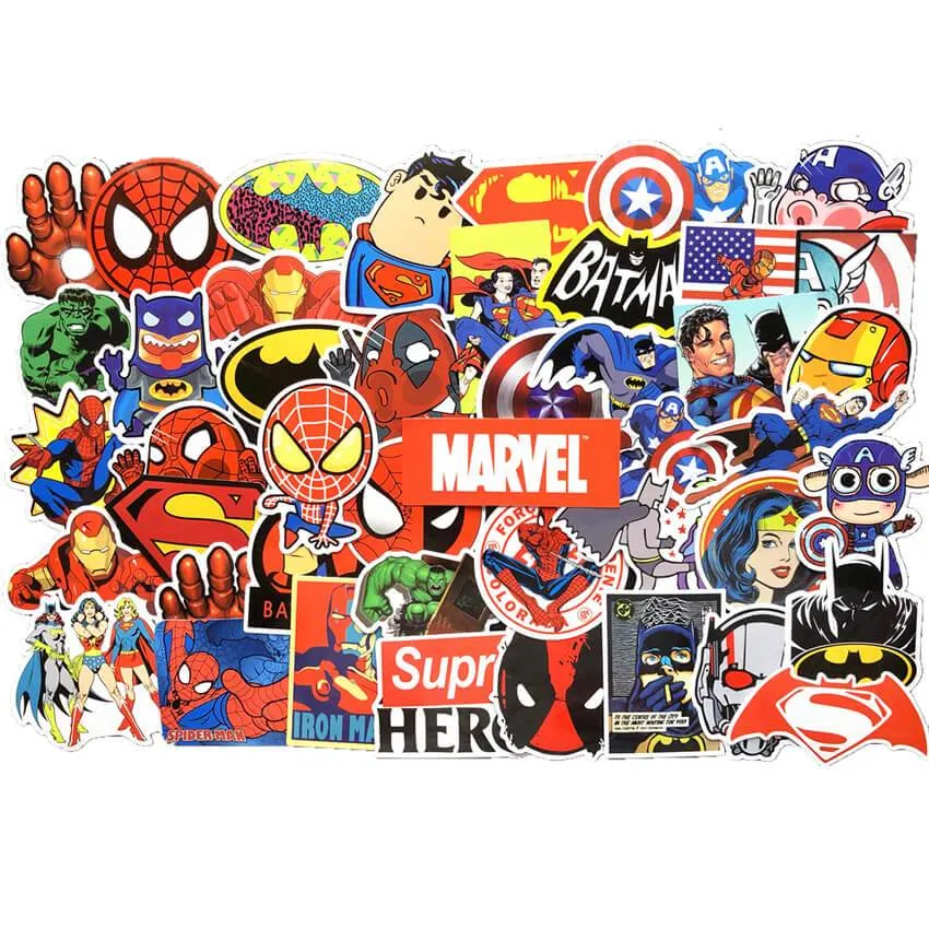 Superhero Stickers - Set of 50