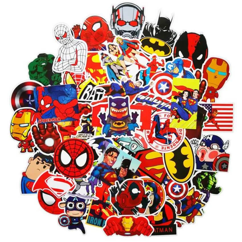 Superhero Stickers - Set of 50