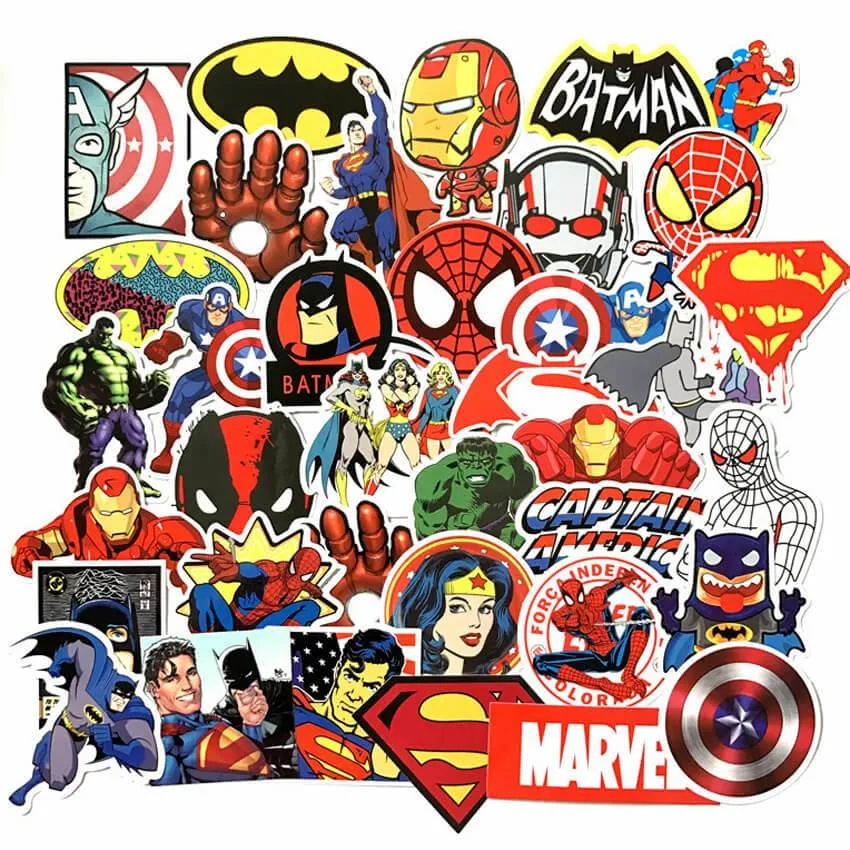 Superhero Stickers - Set of 50