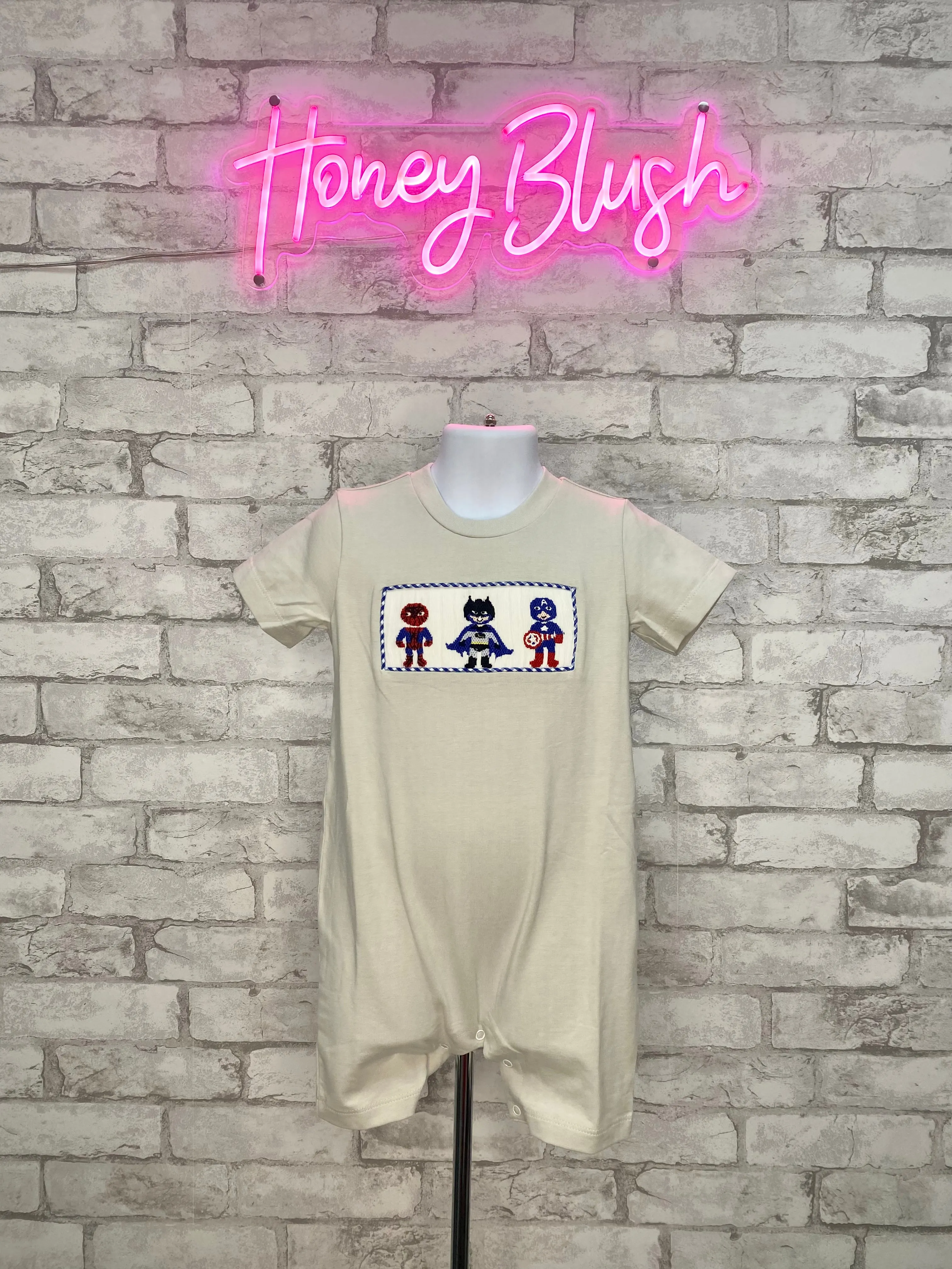 Superheroes Smocked Romper