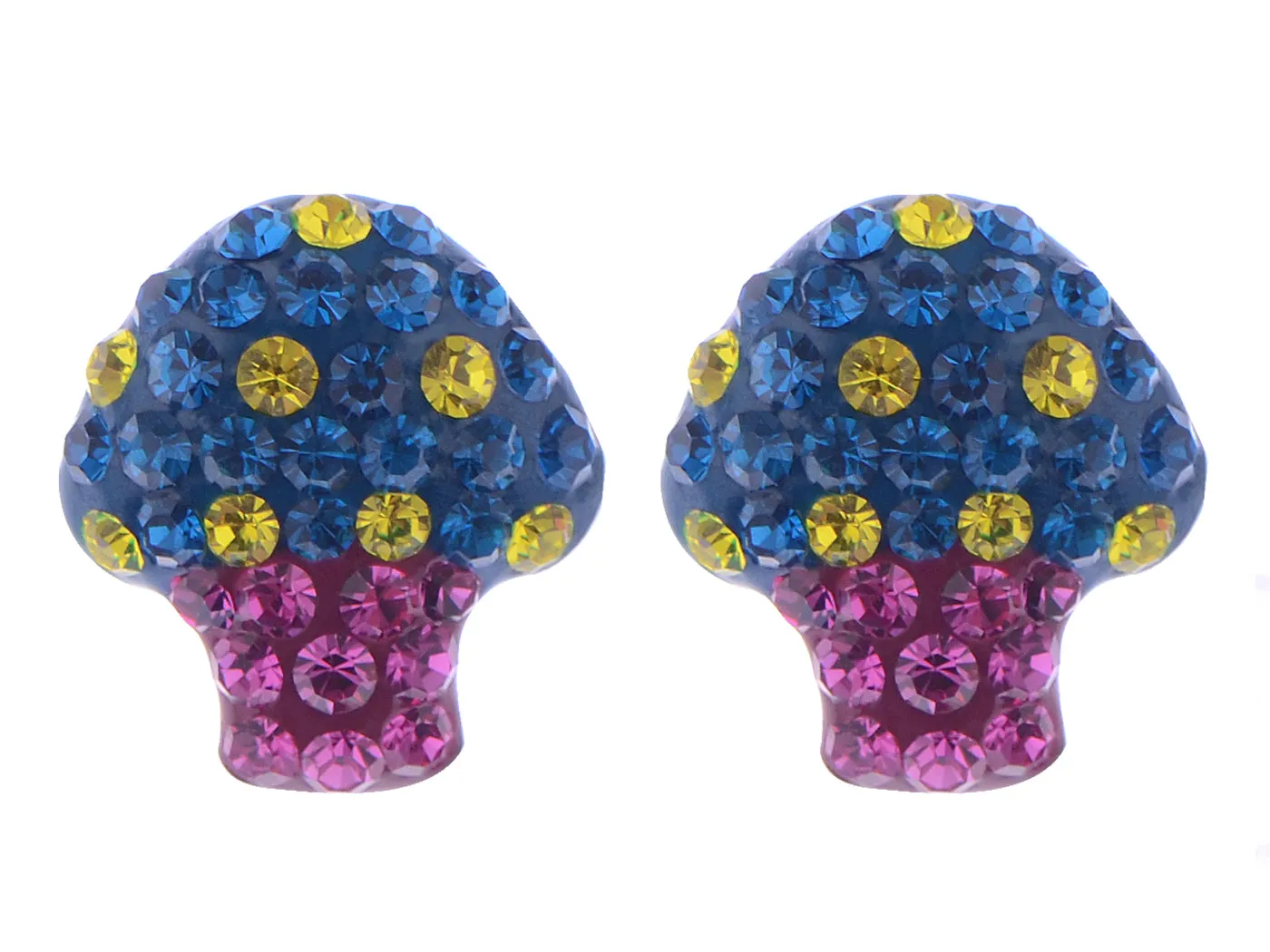Swarovski Crystal Toadstool Cartoon Sapphire Yellow 925 Mushroom Ag Earrings