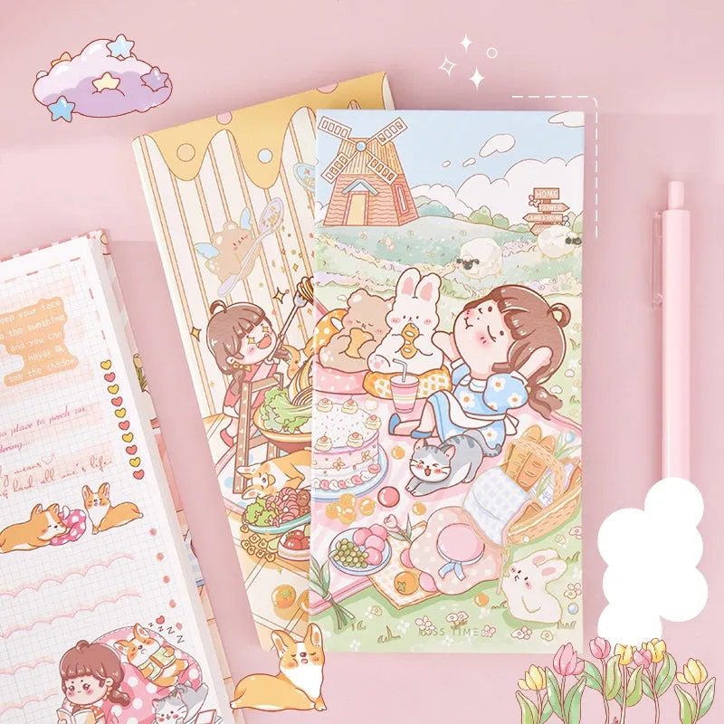 Sweet Holiday Series Cute Cartoon Character Journal Planner - 3.7 × 7.4"