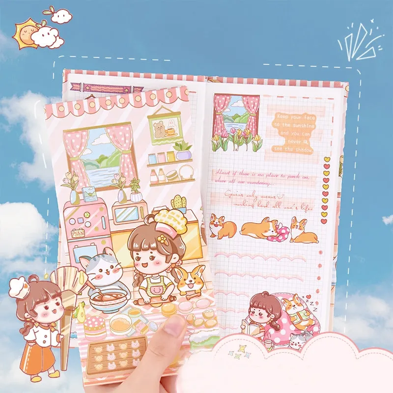 Sweet Holiday Series Cute Cartoon Character Journal Planner - 3.7 × 7.4"