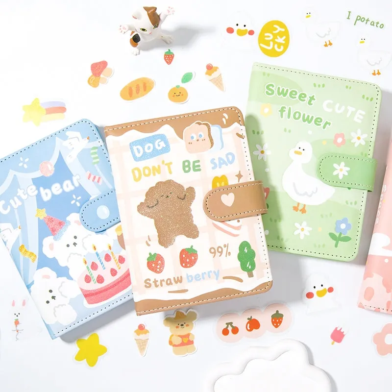 Sweet Puff Series Cute Cartoon Animal Magnetic Buckle Journal Notebook