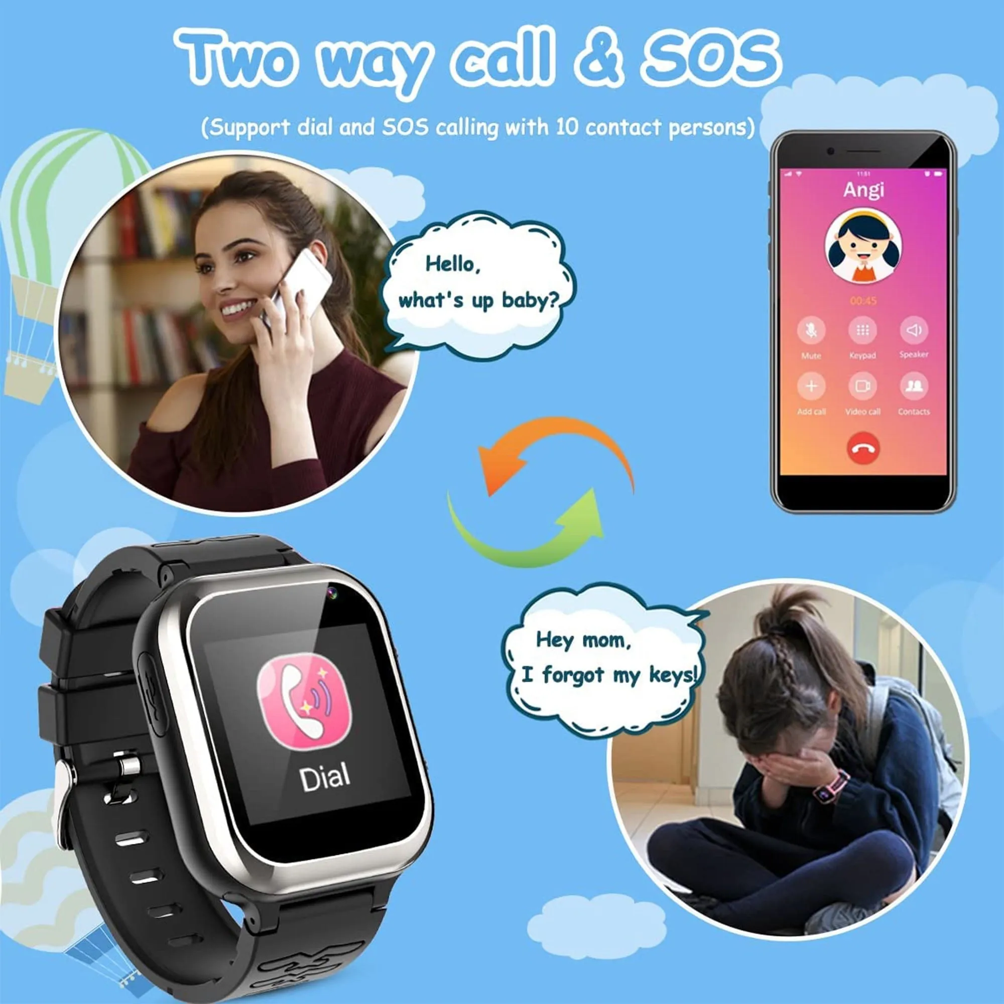 SZBXD Kids Smart Watch with SOS, Smartwatch Kids Phone Watch with 11 Games Pedometer Music Camera, Smart Watch for Kids Boys Girls 4-12 Years,Birthday Gifts for Children(Black)
