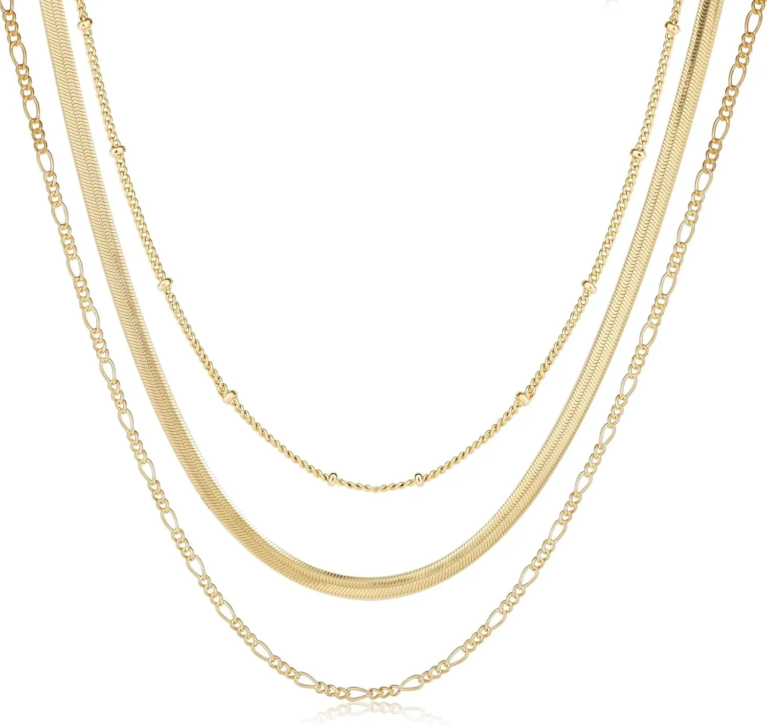 Tasiso Layered Gold Necklaces for Women, Stackable 14K Gold/Silver Plated Chain Necklace Layering Necklace Set Fashion Pendant Choker Necklaces Trendy Jewelry Set Gifts for Women Teen Girls